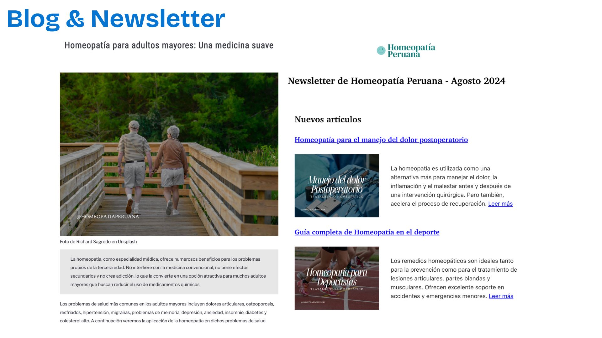 Samples of blog articles and newsletter Agust Edition